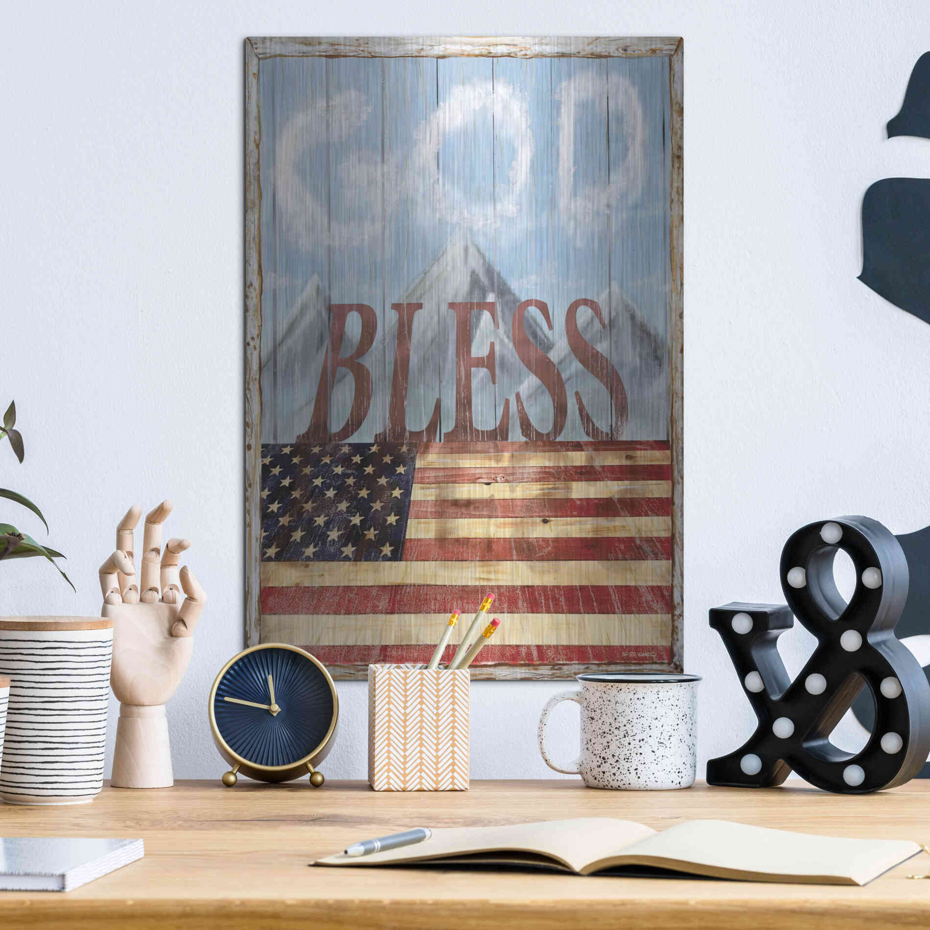 Luxe Metal Art 'God Bless America' by Ed Wargo, Metal Wall Art,12x16