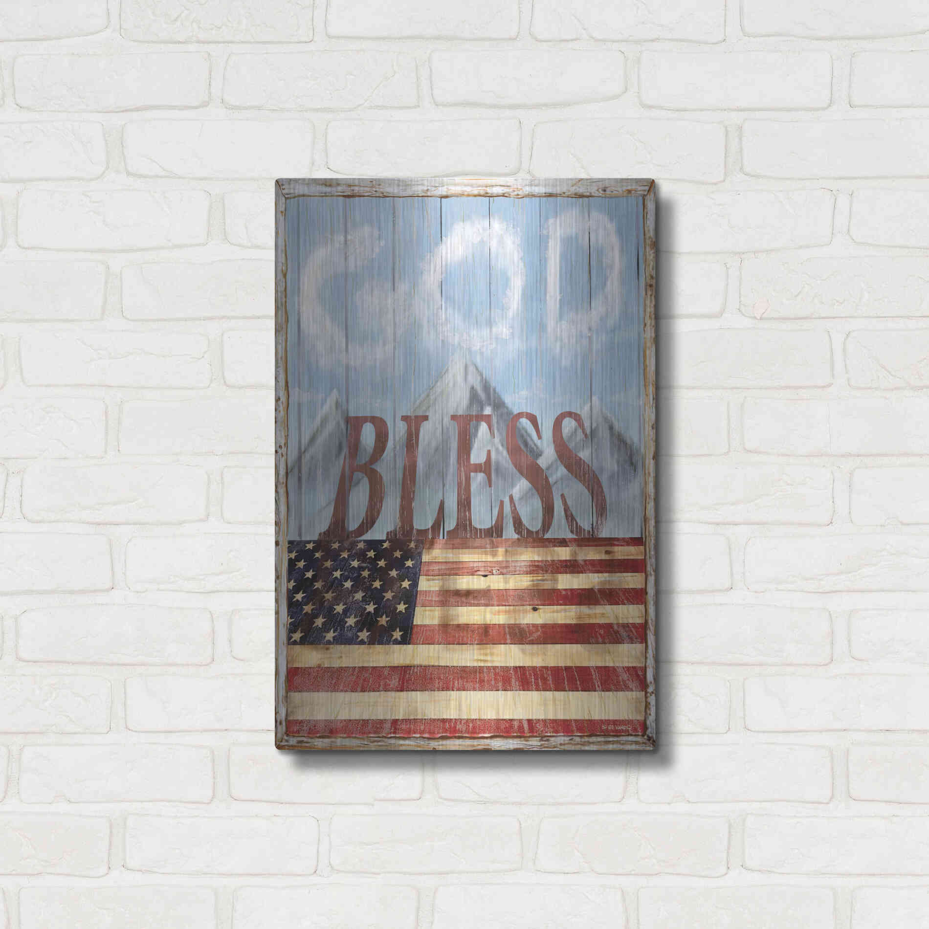 Luxe Metal Art 'God Bless America' by Ed Wargo, Metal Wall Art,16x24