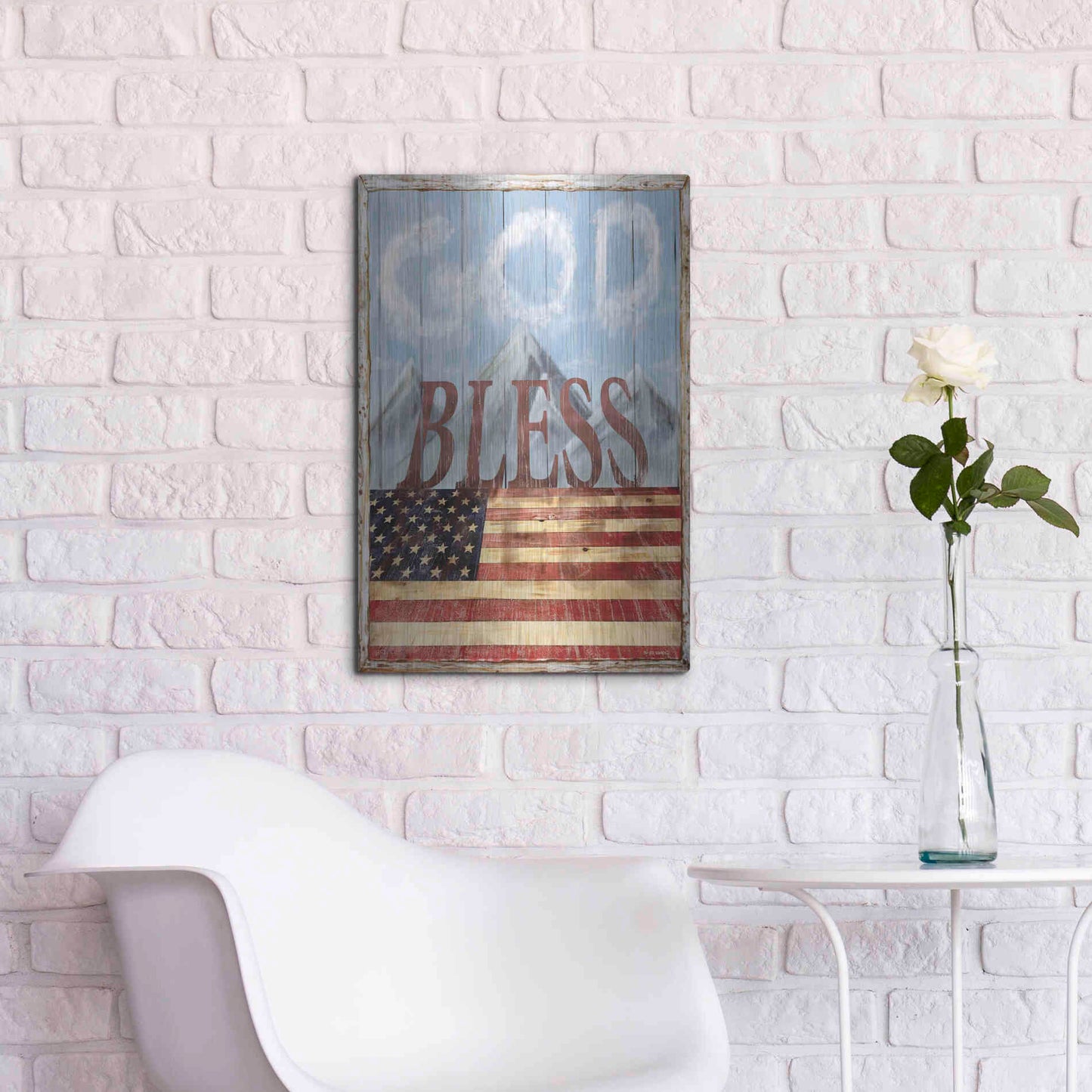 Luxe Metal Art 'God Bless America' by Ed Wargo, Metal Wall Art,16x24
