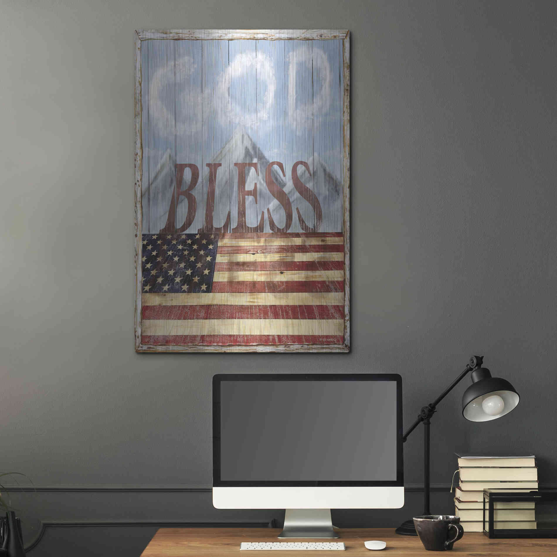 Luxe Metal Art 'God Bless America' by Ed Wargo, Metal Wall Art,24x36