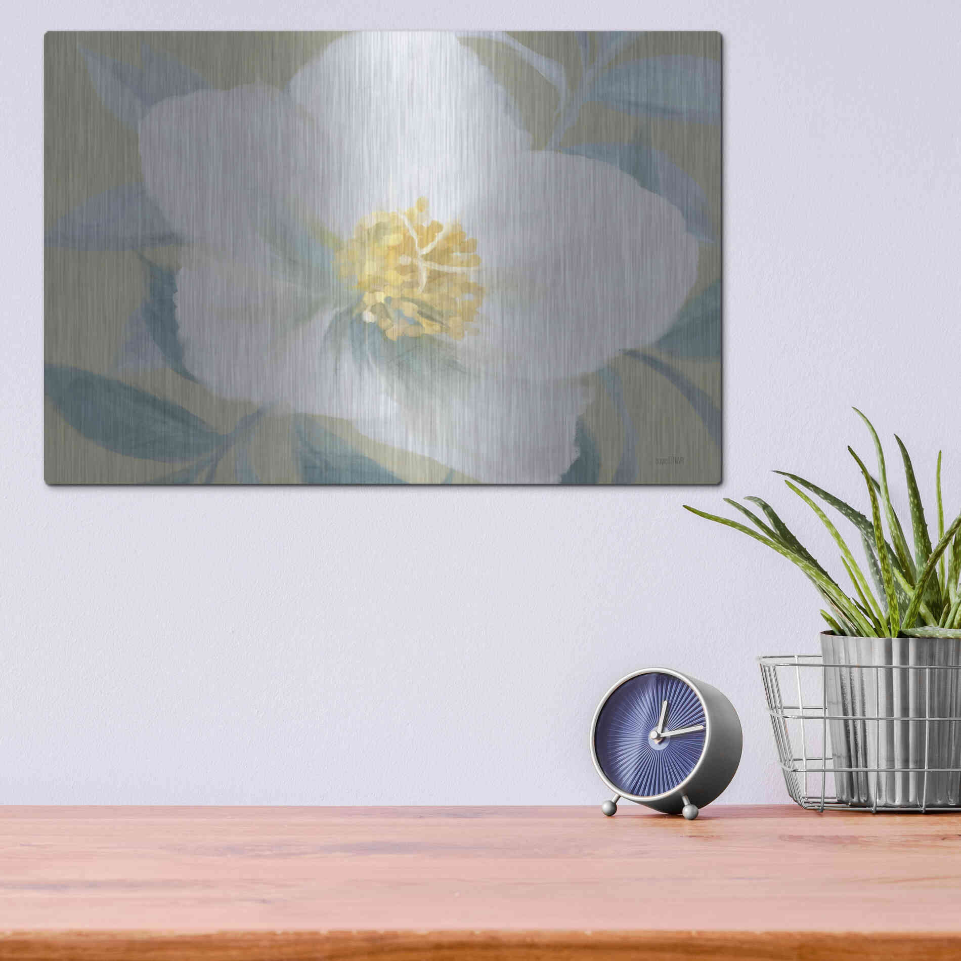 Luxe Metal Art 'Golden Bloom' by House Fenway, Metal Wall Art,16x12
