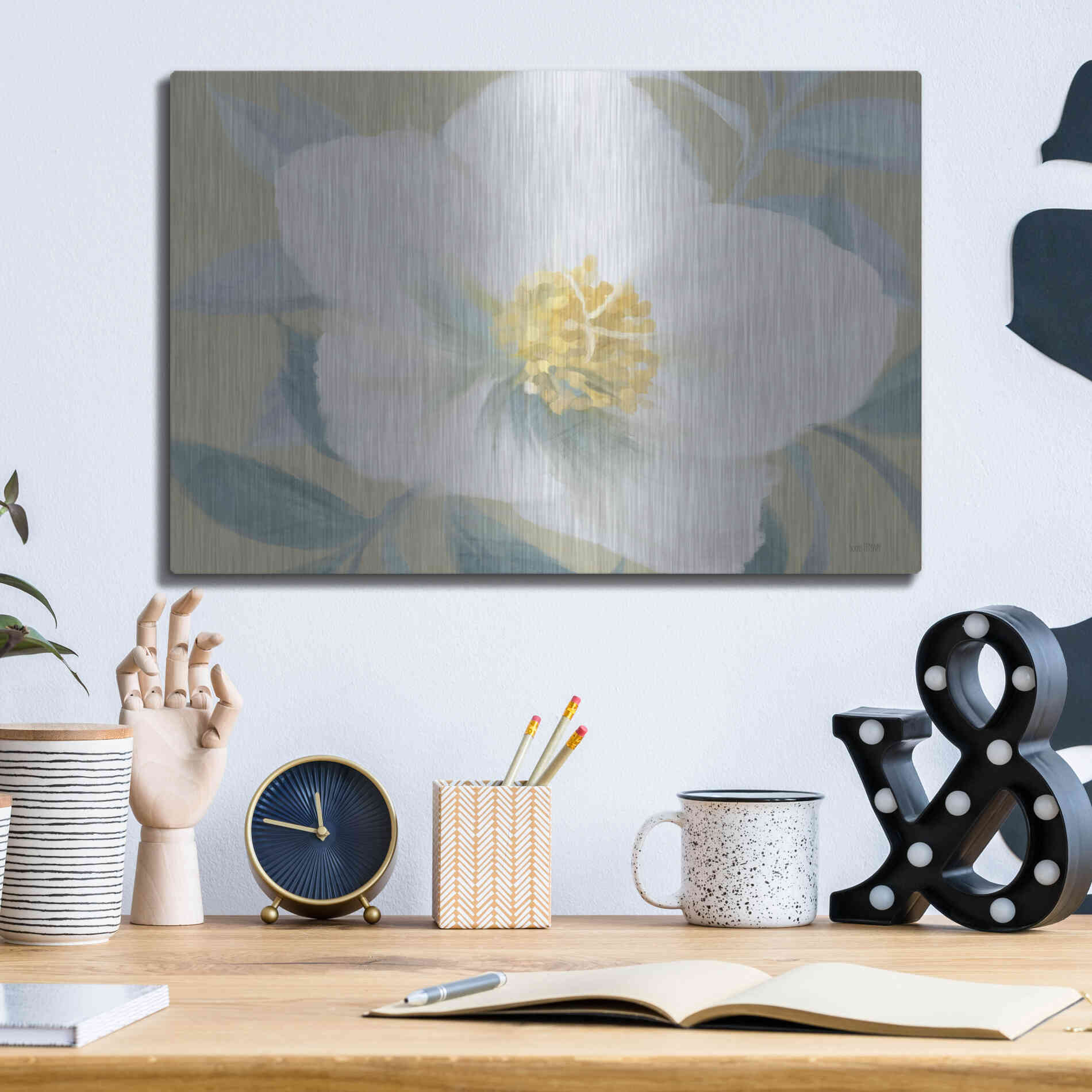 Luxe Metal Art 'Golden Bloom' by House Fenway, Metal Wall Art,16x12