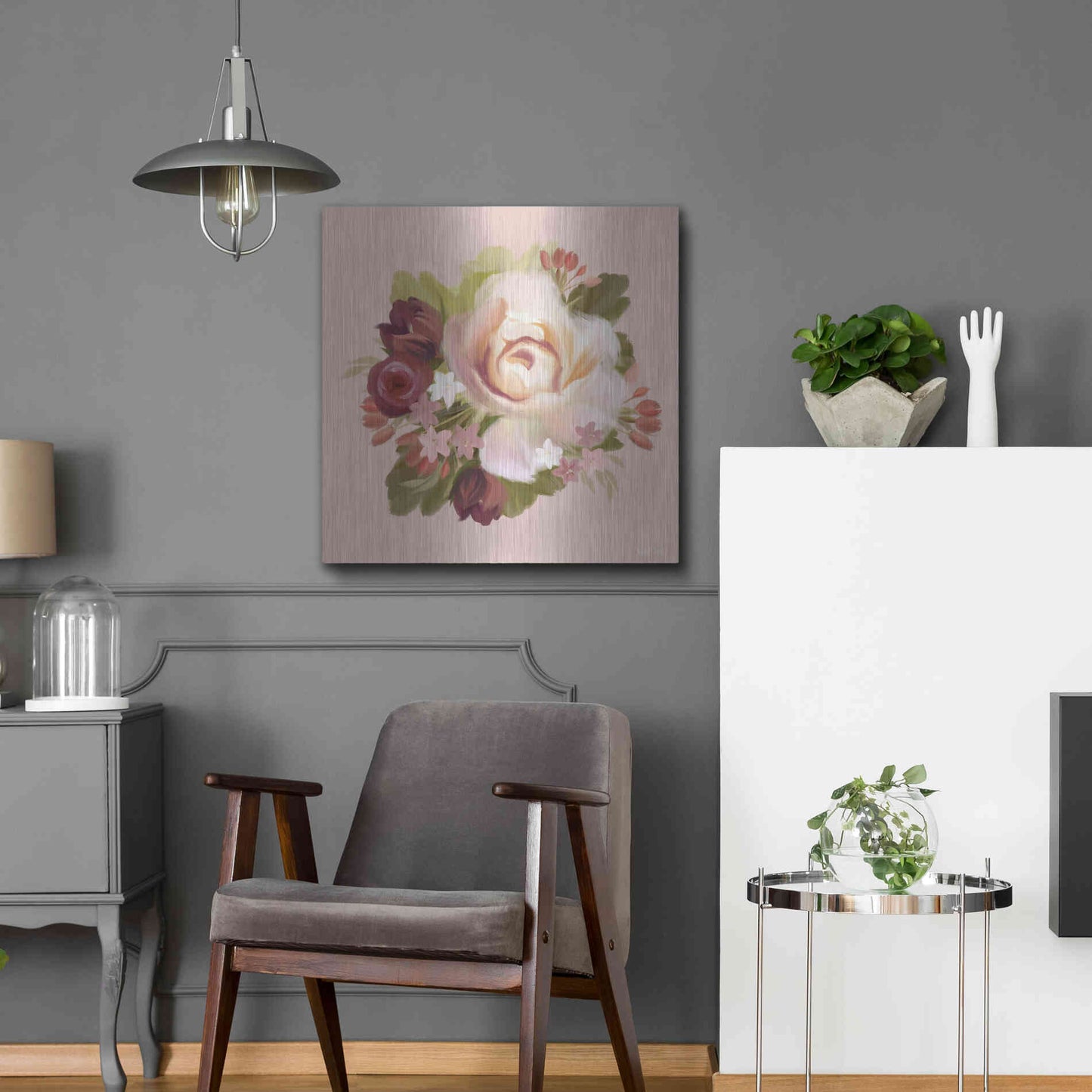 Luxe Metal Art 'Blush Blossoms' by House Fenway, Metal Wall Art,24x24