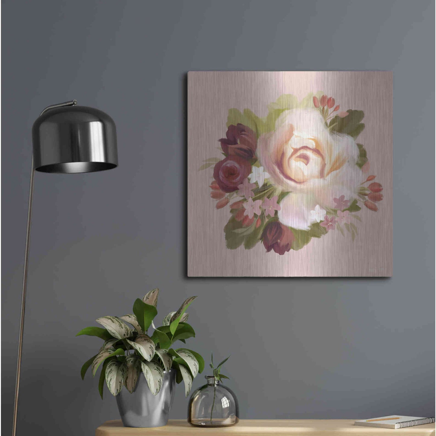 Luxe Metal Art 'Blush Blossoms' by House Fenway, Metal Wall Art,24x24