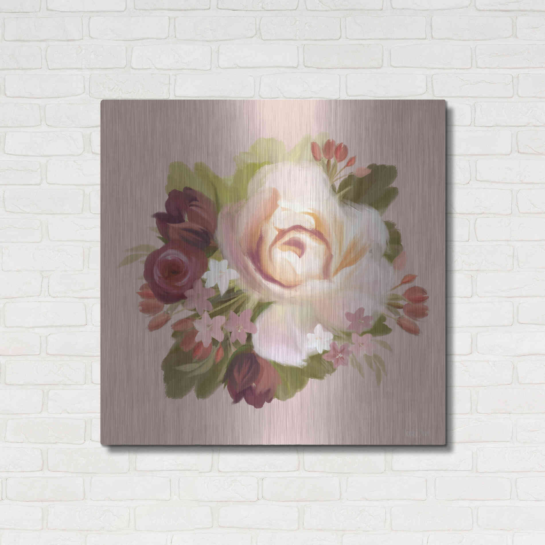 Luxe Metal Art 'Blush Blossoms' by House Fenway, Metal Wall Art,36x36