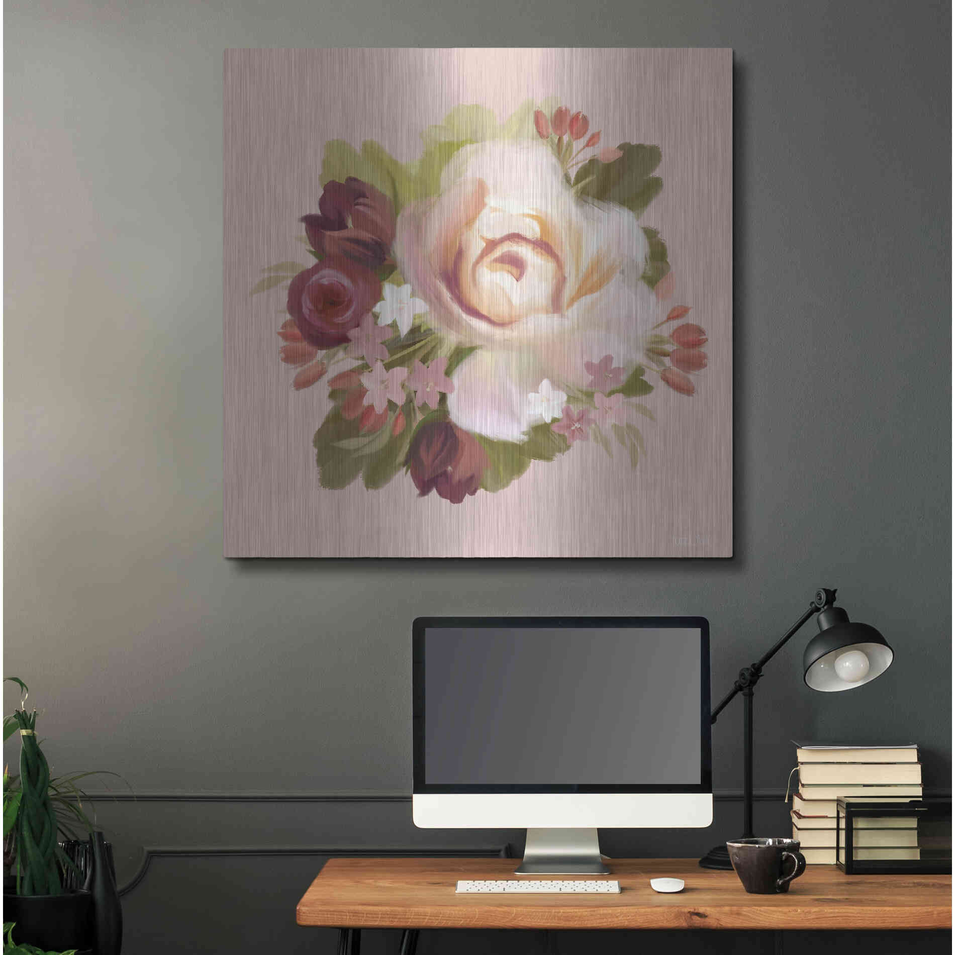 Luxe Metal Art 'Blush Blossoms' by House Fenway, Metal Wall Art,36x36