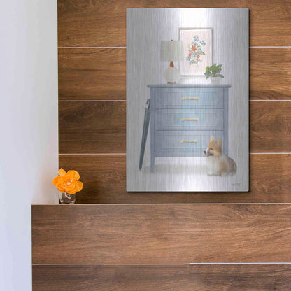 Luxe Metal Art 'Waiting For You Dog' by House Fenway, Metal Wall Art,12x16