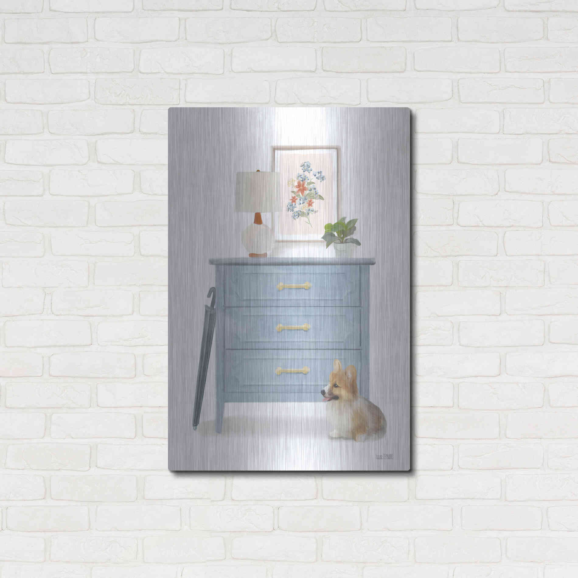 Luxe Metal Art 'Waiting For You Dog' by House Fenway, Metal Wall Art,24x36