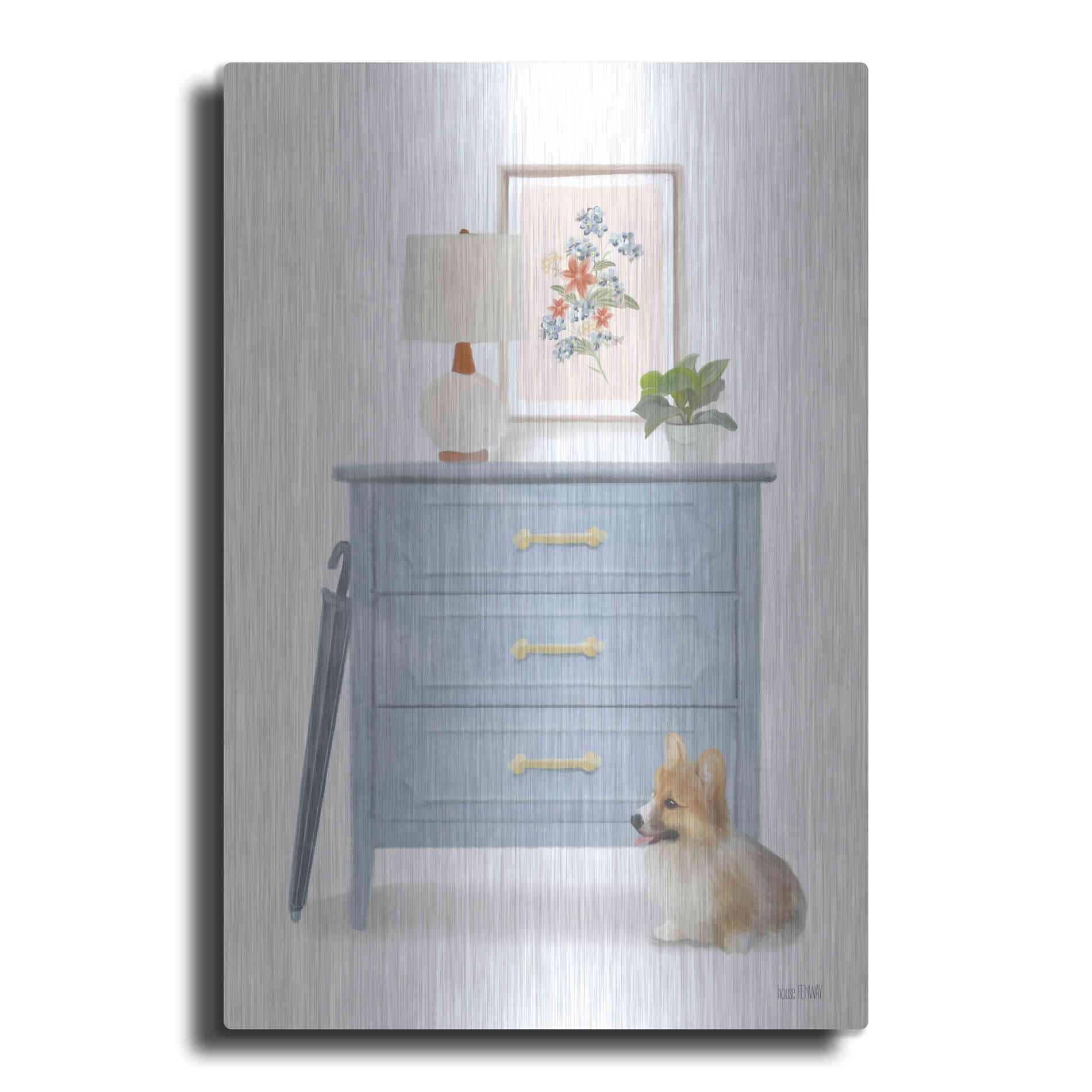 Luxe Metal Art 'Waiting For You Dog' by House Fenway, Metal Wall Art