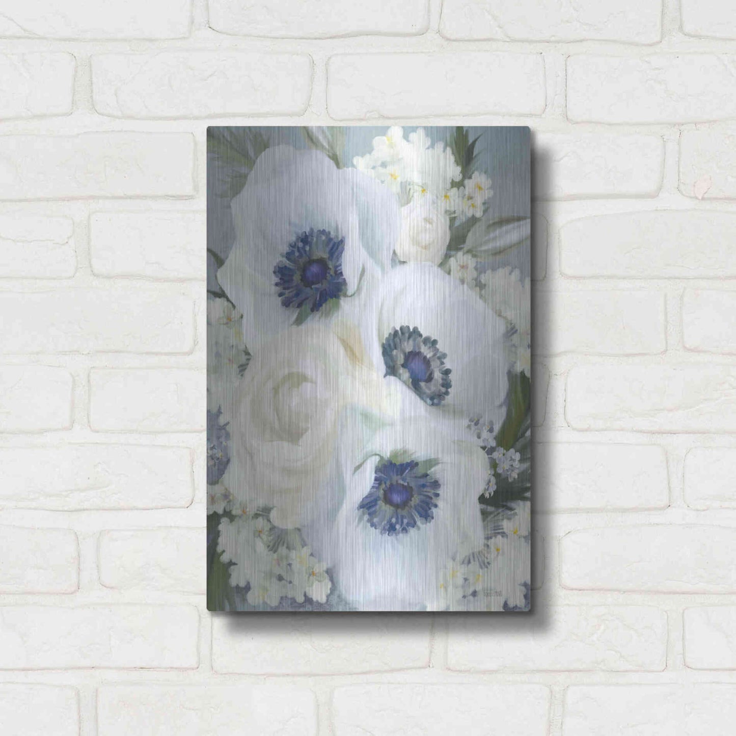 Luxe Metal Art 'Anemones in Blue I' by House Fenway, Metal Wall Art,12x16