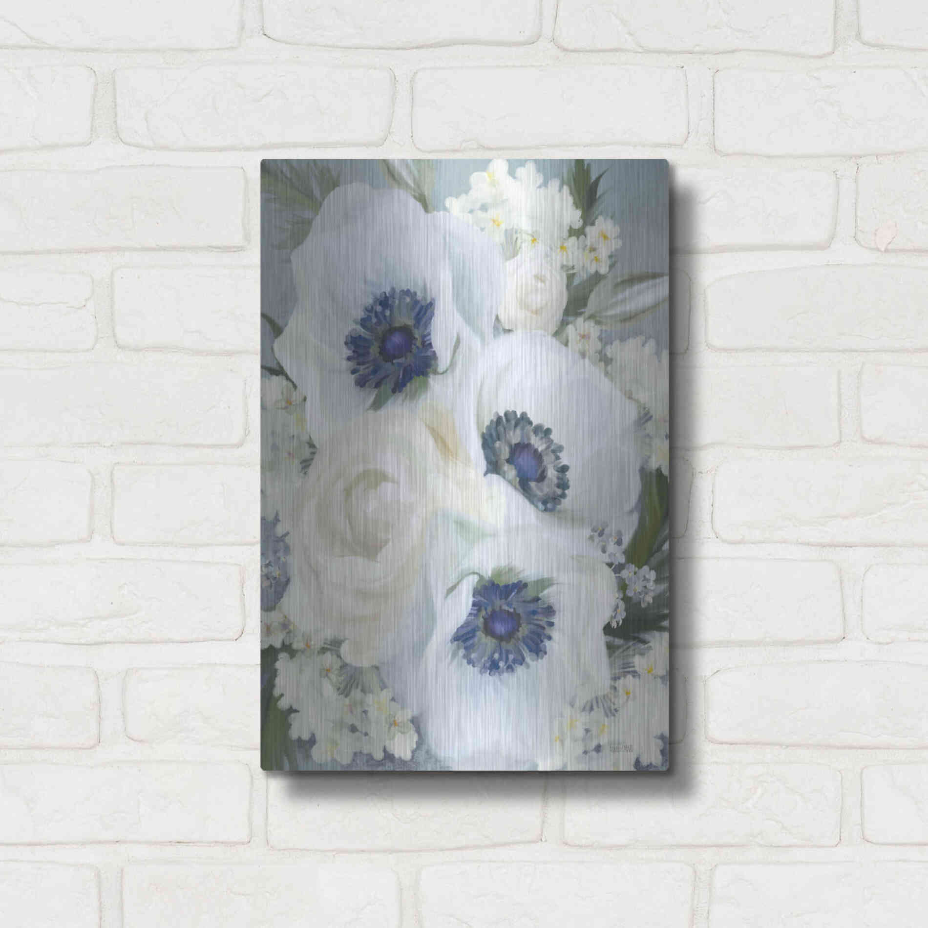 Luxe Metal Art 'Anemones in Blue I' by House Fenway, Metal Wall Art,12x16