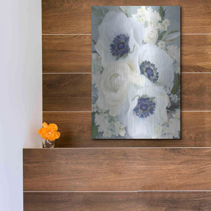 Luxe Metal Art 'Anemones in Blue I' by House Fenway, Metal Wall Art,12x16