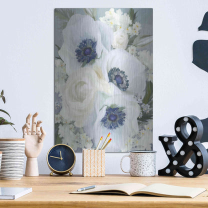 Luxe Metal Art 'Anemones in Blue I' by House Fenway, Metal Wall Art,12x16