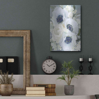 Luxe Metal Art 'Anemones in Blue I' by House Fenway, Metal Wall Art,12x16