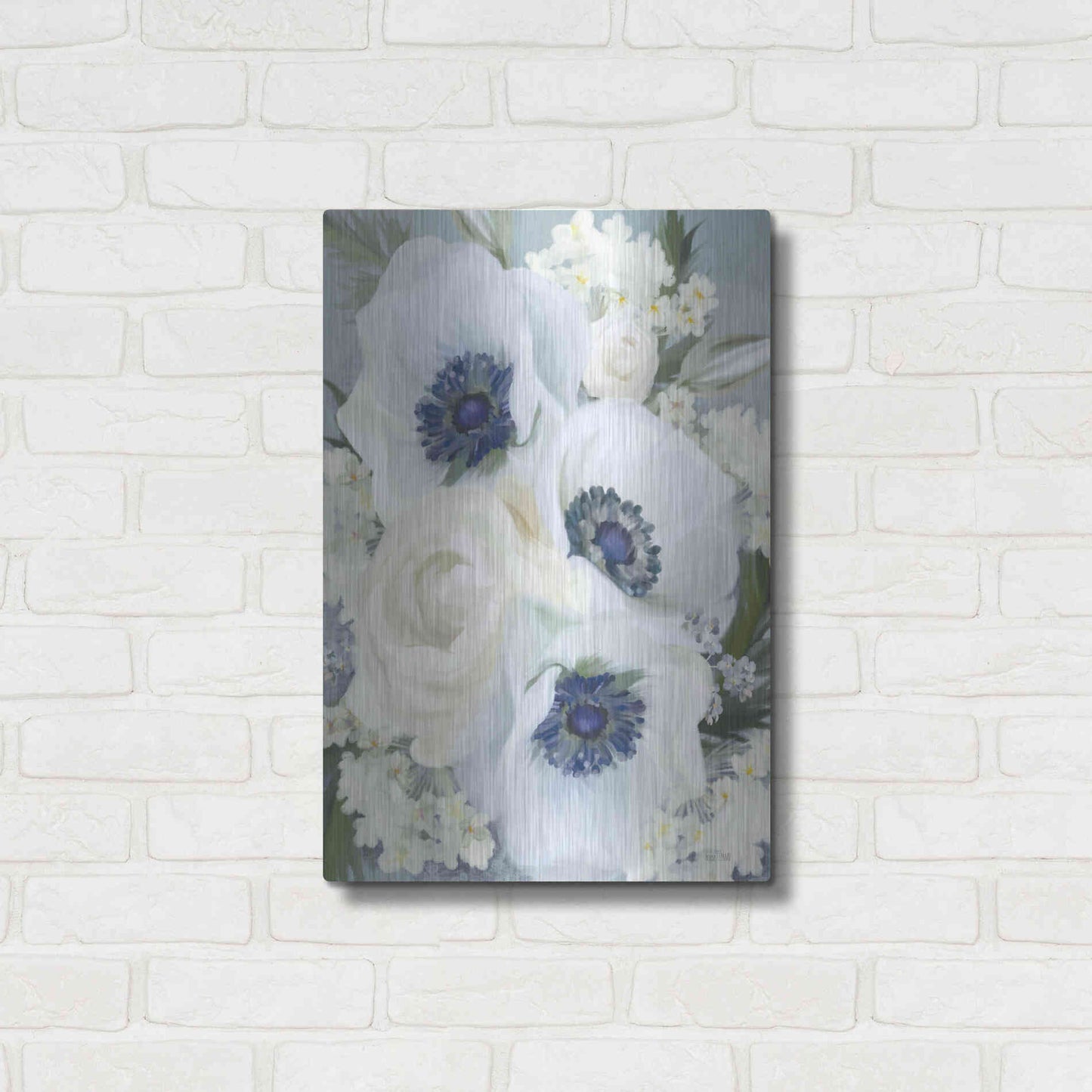 Luxe Metal Art 'Anemones in Blue I' by House Fenway, Metal Wall Art,16x24