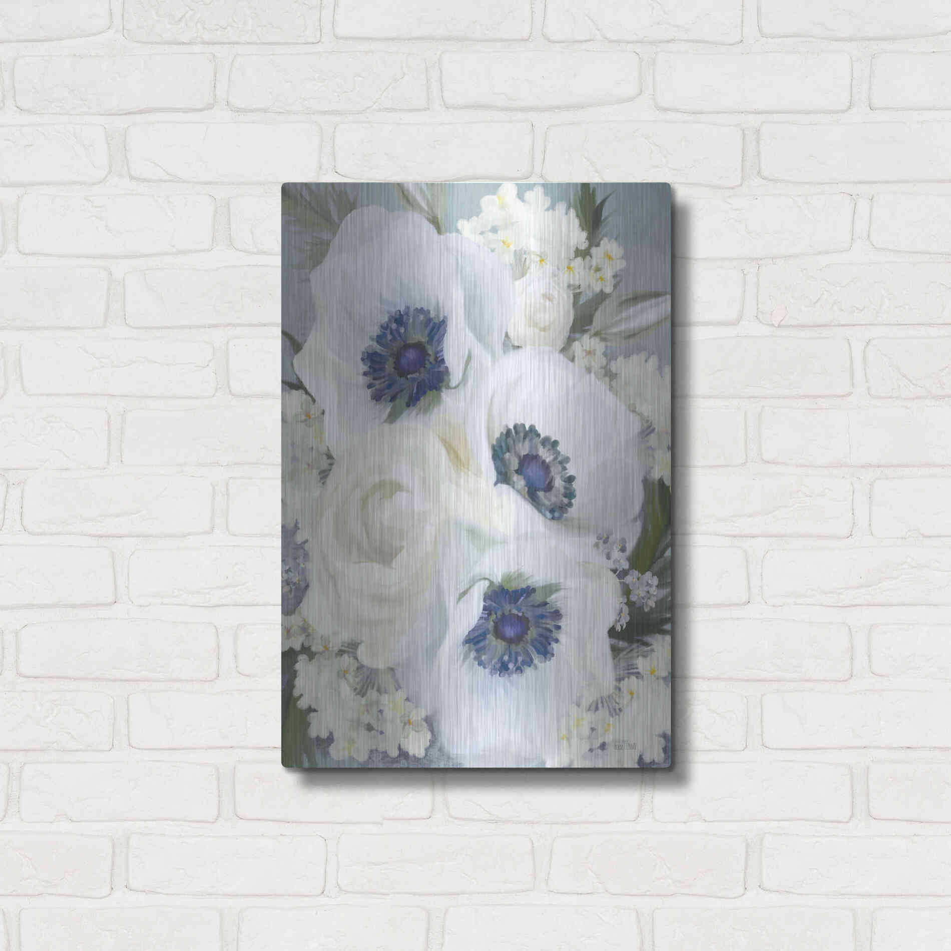 Luxe Metal Art 'Anemones in Blue I' by House Fenway, Metal Wall Art,16x24