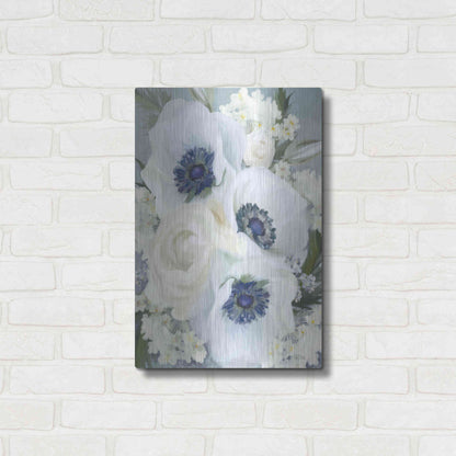 Luxe Metal Art 'Anemones in Blue I' by House Fenway, Metal Wall Art,16x24