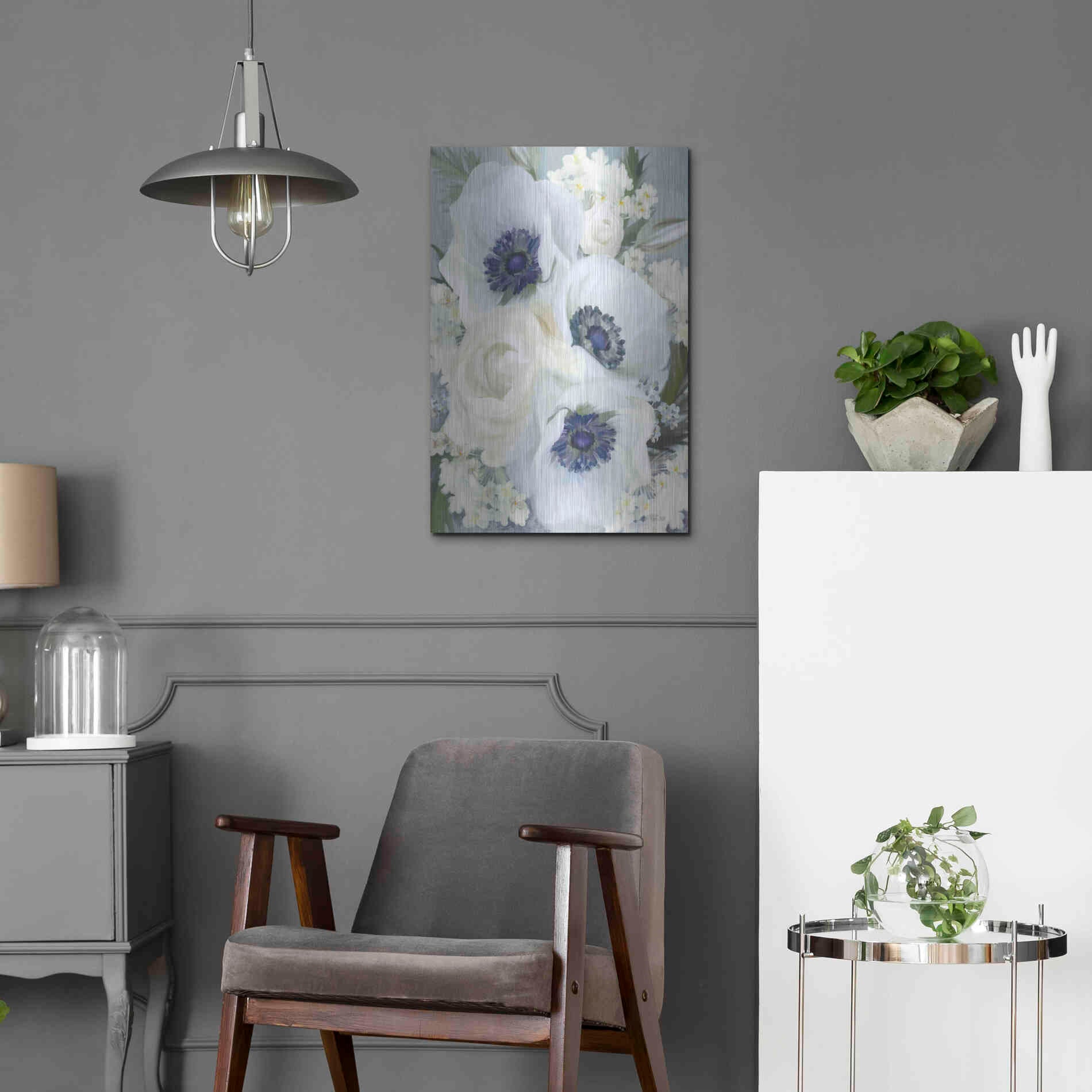 Luxe Metal Art 'Anemones in Blue I' by House Fenway, Metal Wall Art,16x24