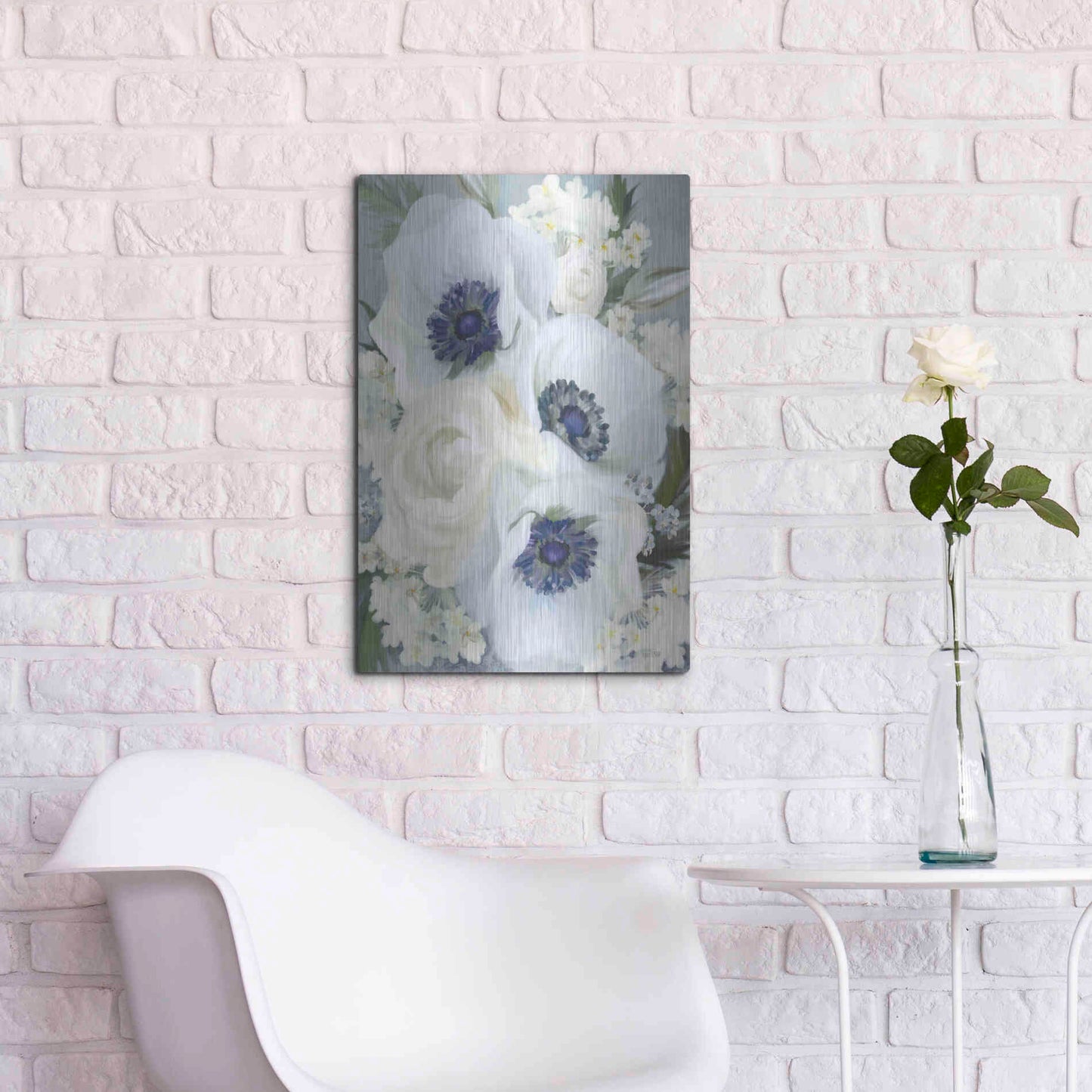 Luxe Metal Art 'Anemones in Blue I' by House Fenway, Metal Wall Art,16x24