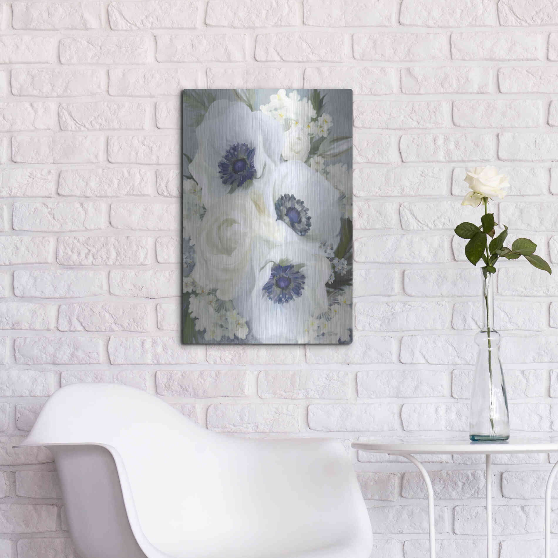 Luxe Metal Art 'Anemones in Blue I' by House Fenway, Metal Wall Art,16x24