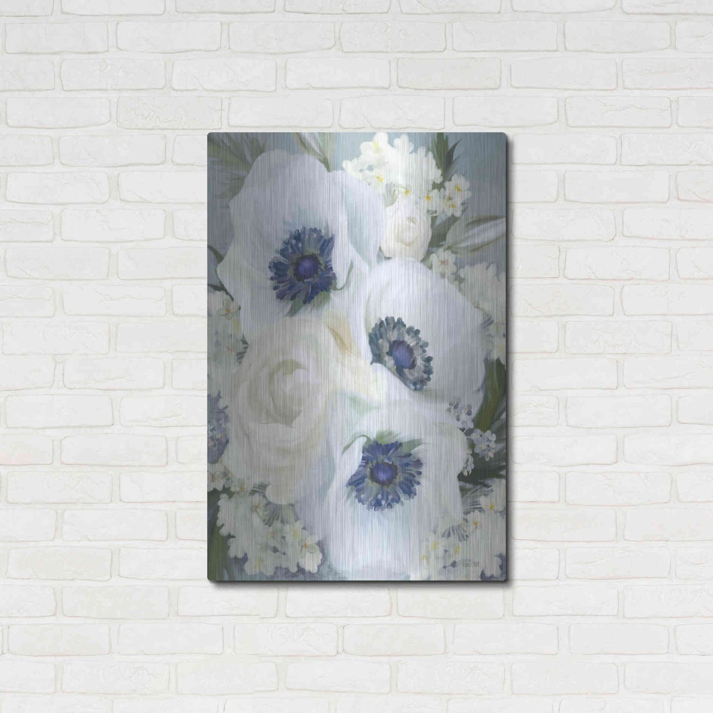 Luxe Metal Art 'Anemones in Blue I' by House Fenway, Metal Wall Art,24x36