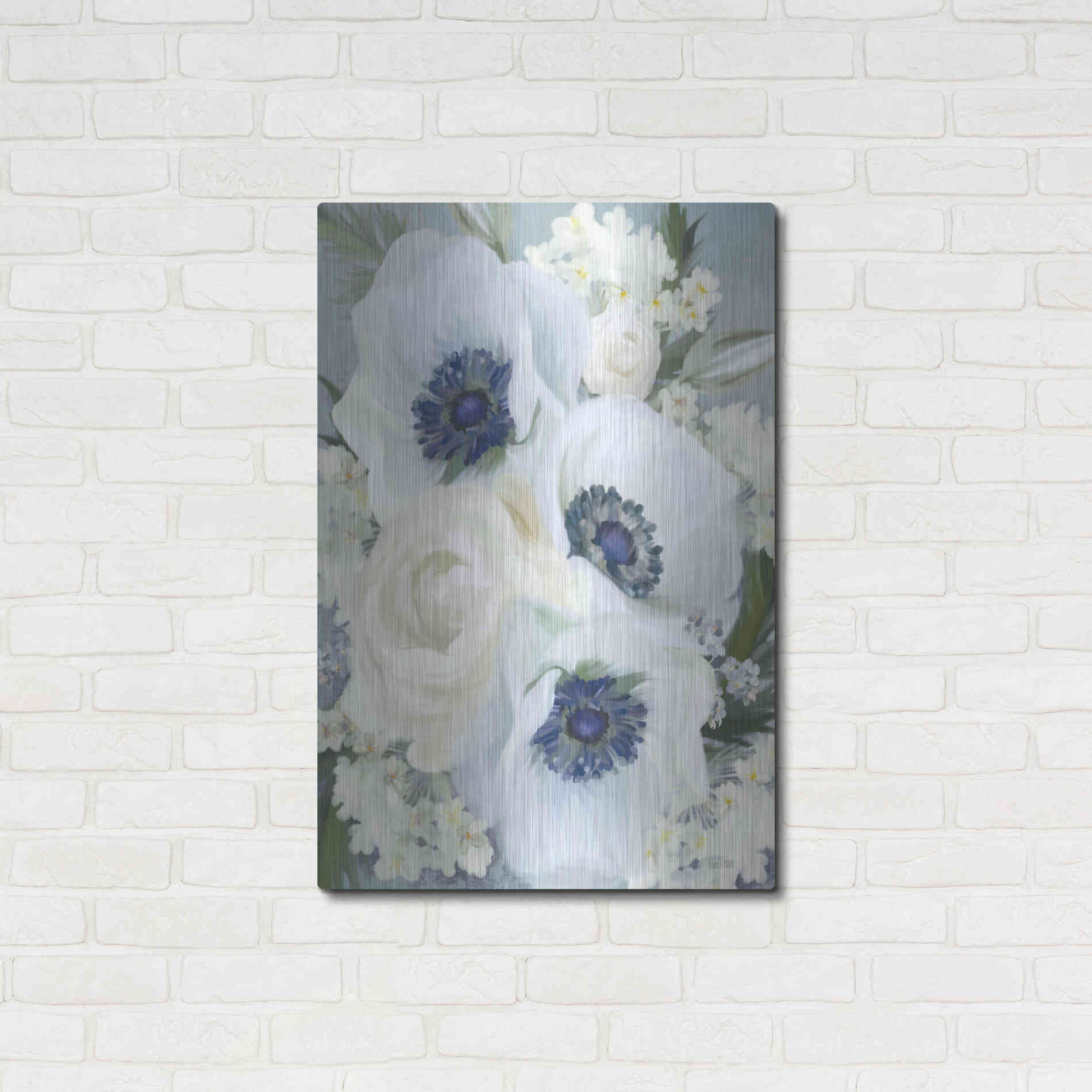 Luxe Metal Art 'Anemones in Blue I' by House Fenway, Metal Wall Art,24x36