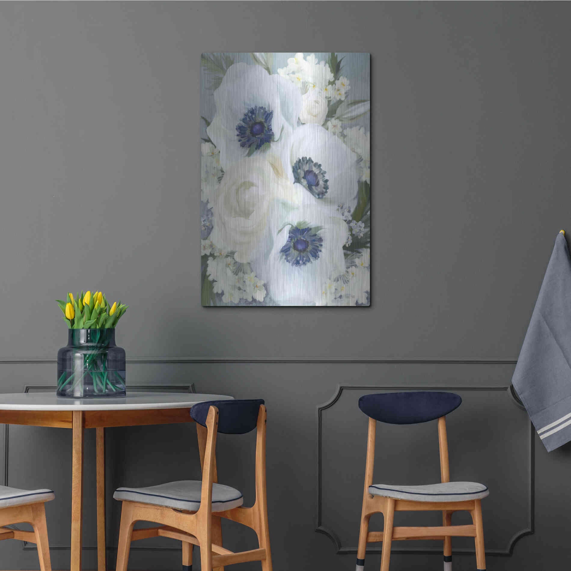 Luxe Metal Art 'Anemones in Blue I' by House Fenway, Metal Wall Art,24x36