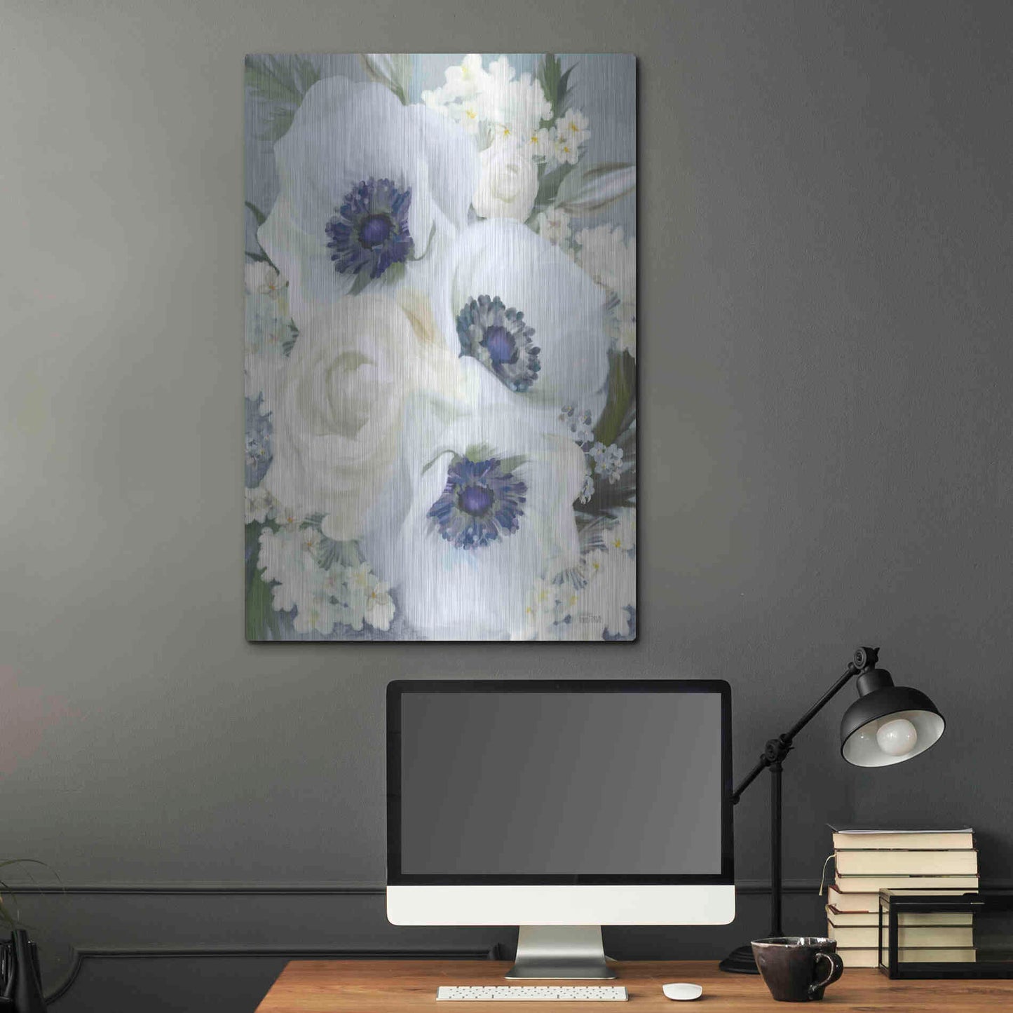 Luxe Metal Art 'Anemones in Blue I' by House Fenway, Metal Wall Art,24x36