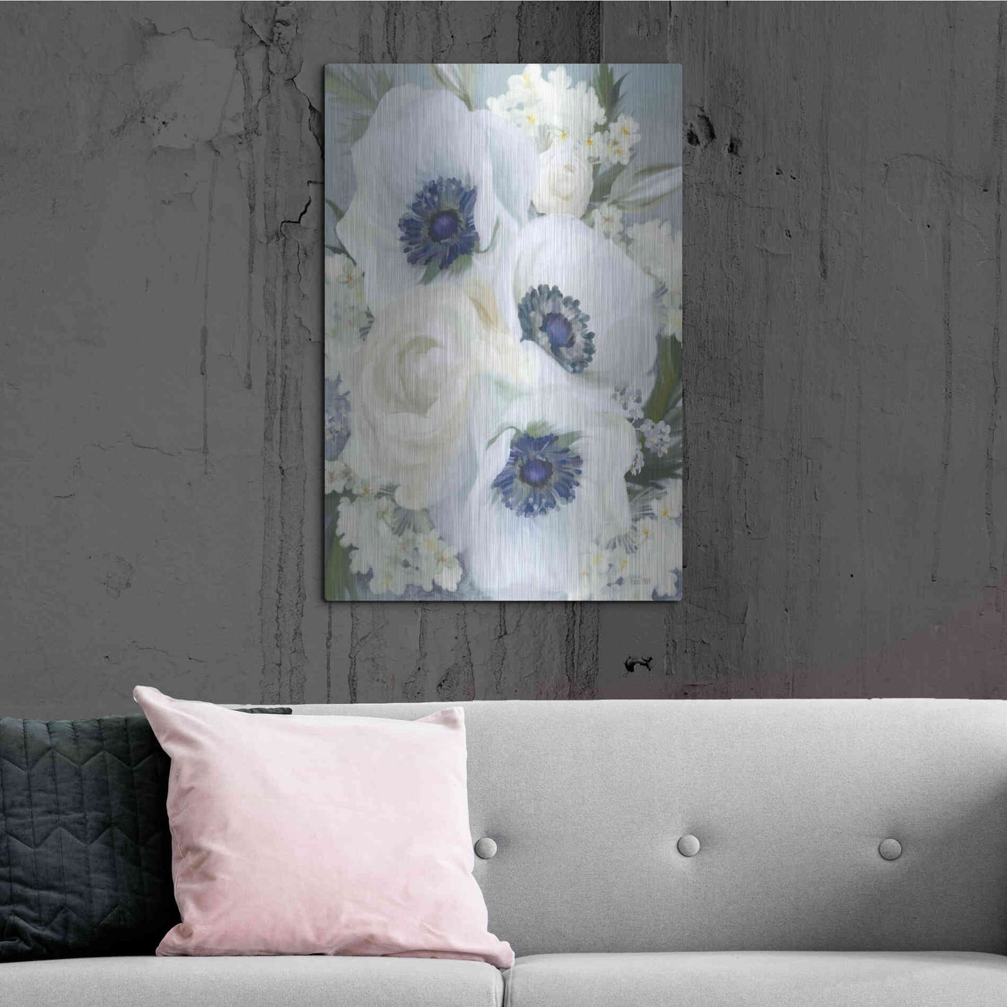 Luxe Metal Art 'Anemones in Blue I' by House Fenway, Metal Wall Art,24x36