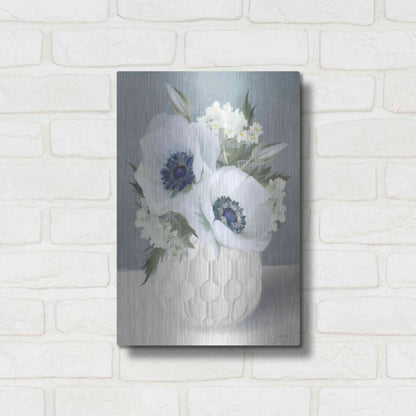 Luxe Metal Art 'Anemones in Blue II' by House Fenway, Metal Wall Art,12x16