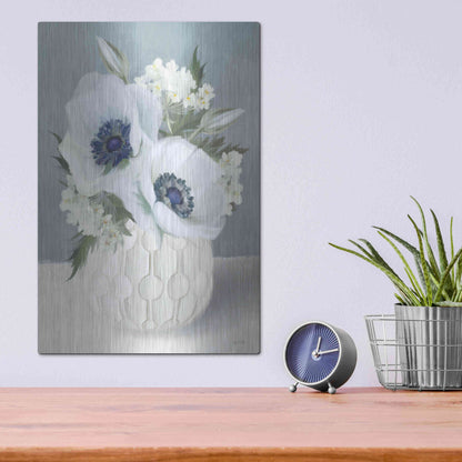 Luxe Metal Art 'Anemones in Blue II' by House Fenway, Metal Wall Art,12x16