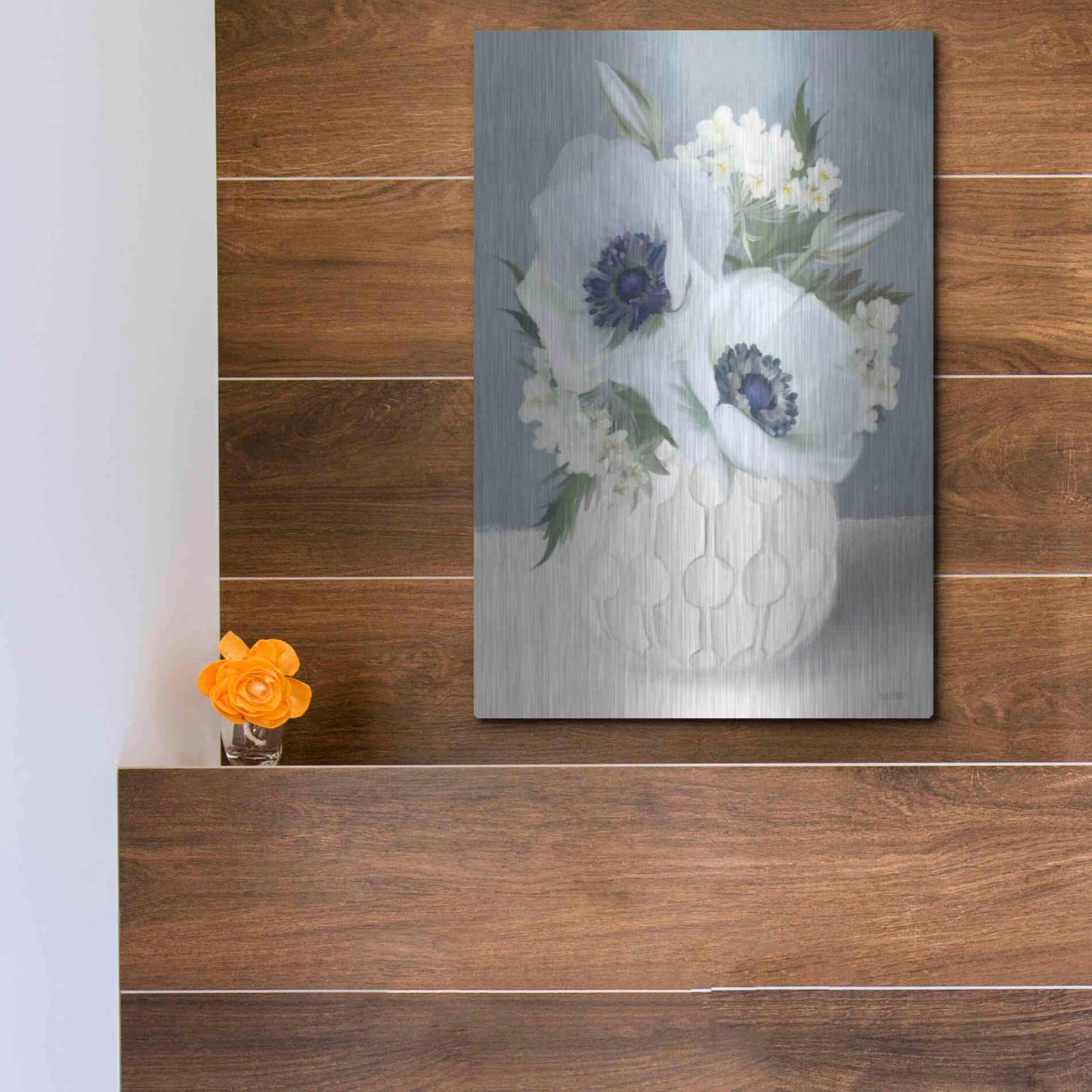 Luxe Metal Art 'Anemones in Blue II' by House Fenway, Metal Wall Art,12x16
