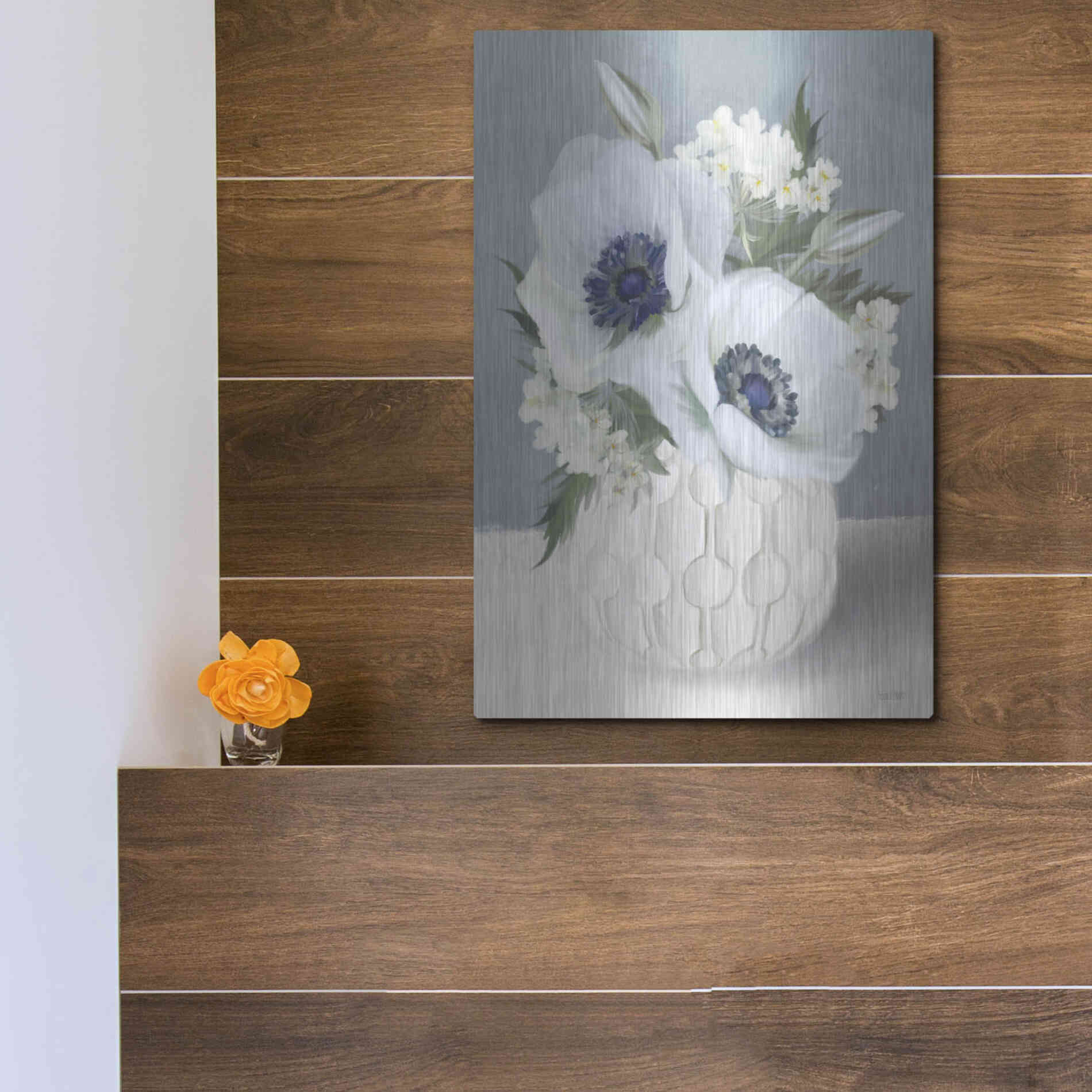 Luxe Metal Art 'Anemones in Blue II' by House Fenway, Metal Wall Art,12x16