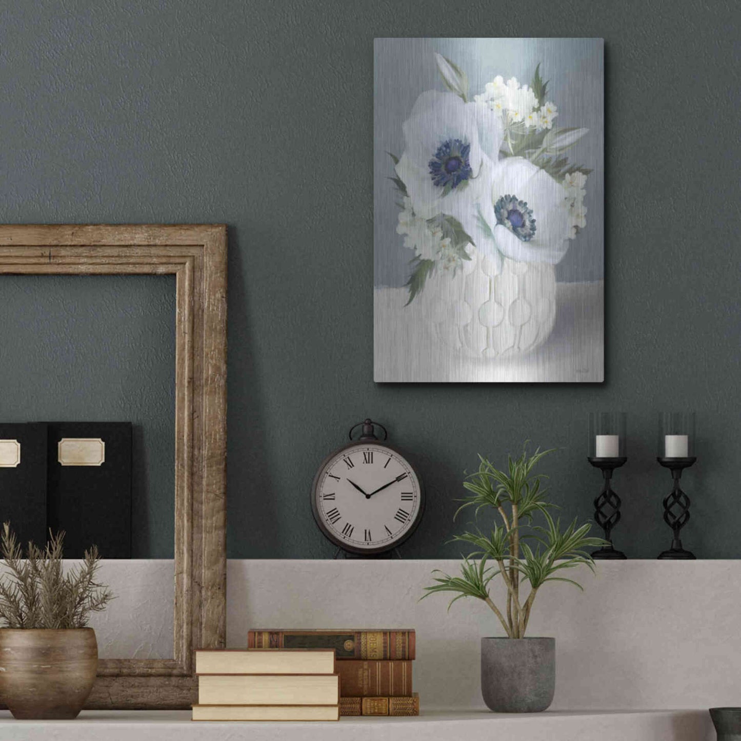 Luxe Metal Art 'Anemones in Blue II' by House Fenway, Metal Wall Art,12x16