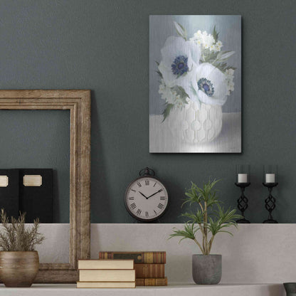 Luxe Metal Art 'Anemones in Blue II' by House Fenway, Metal Wall Art,12x16