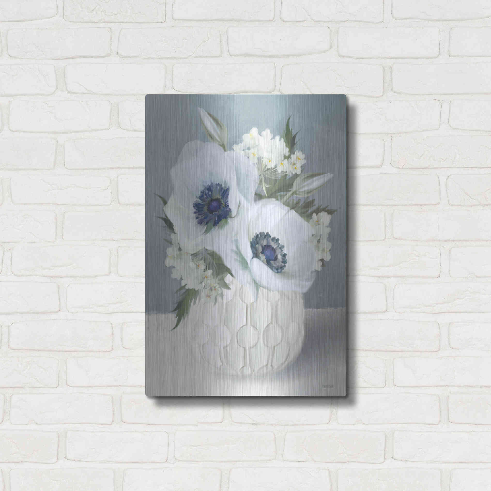 Luxe Metal Art 'Anemones in Blue II' by House Fenway, Metal Wall Art,16x24