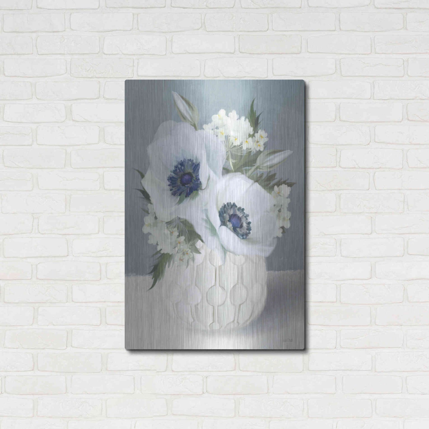 Luxe Metal Art 'Anemones in Blue II' by House Fenway, Metal Wall Art,24x36