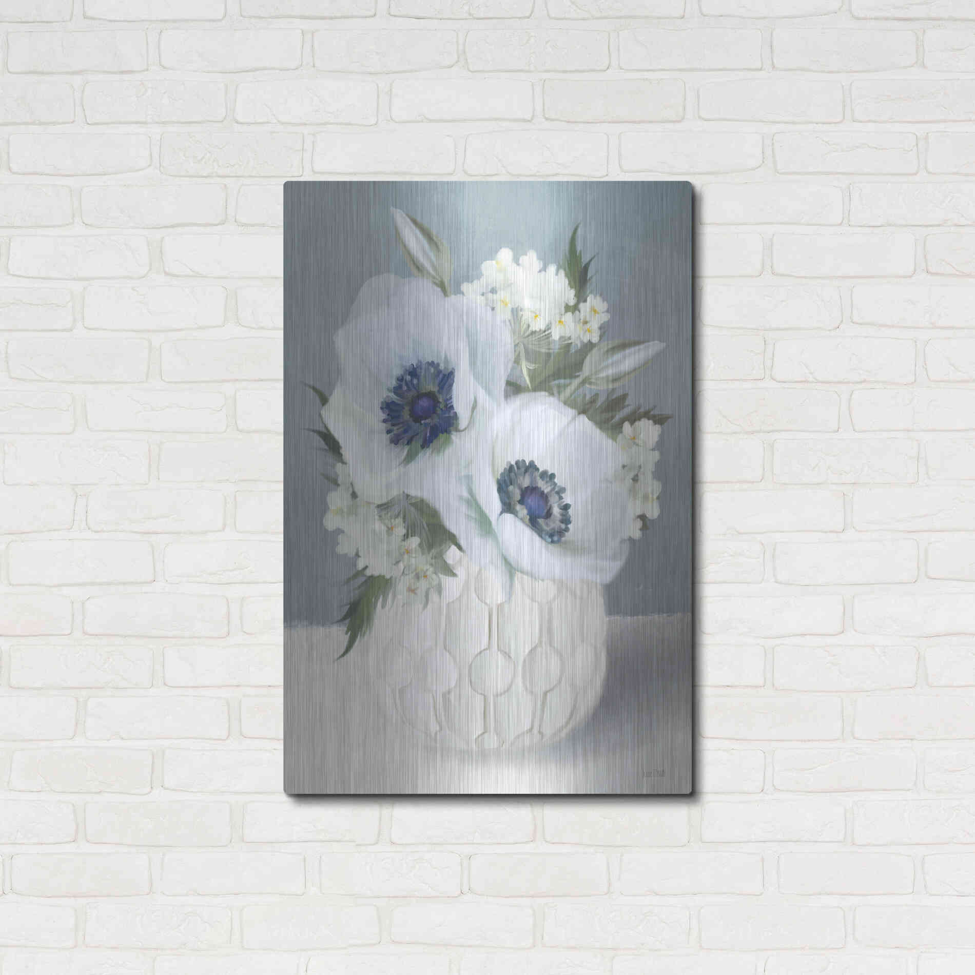 Luxe Metal Art 'Anemones in Blue II' by House Fenway, Metal Wall Art,24x36