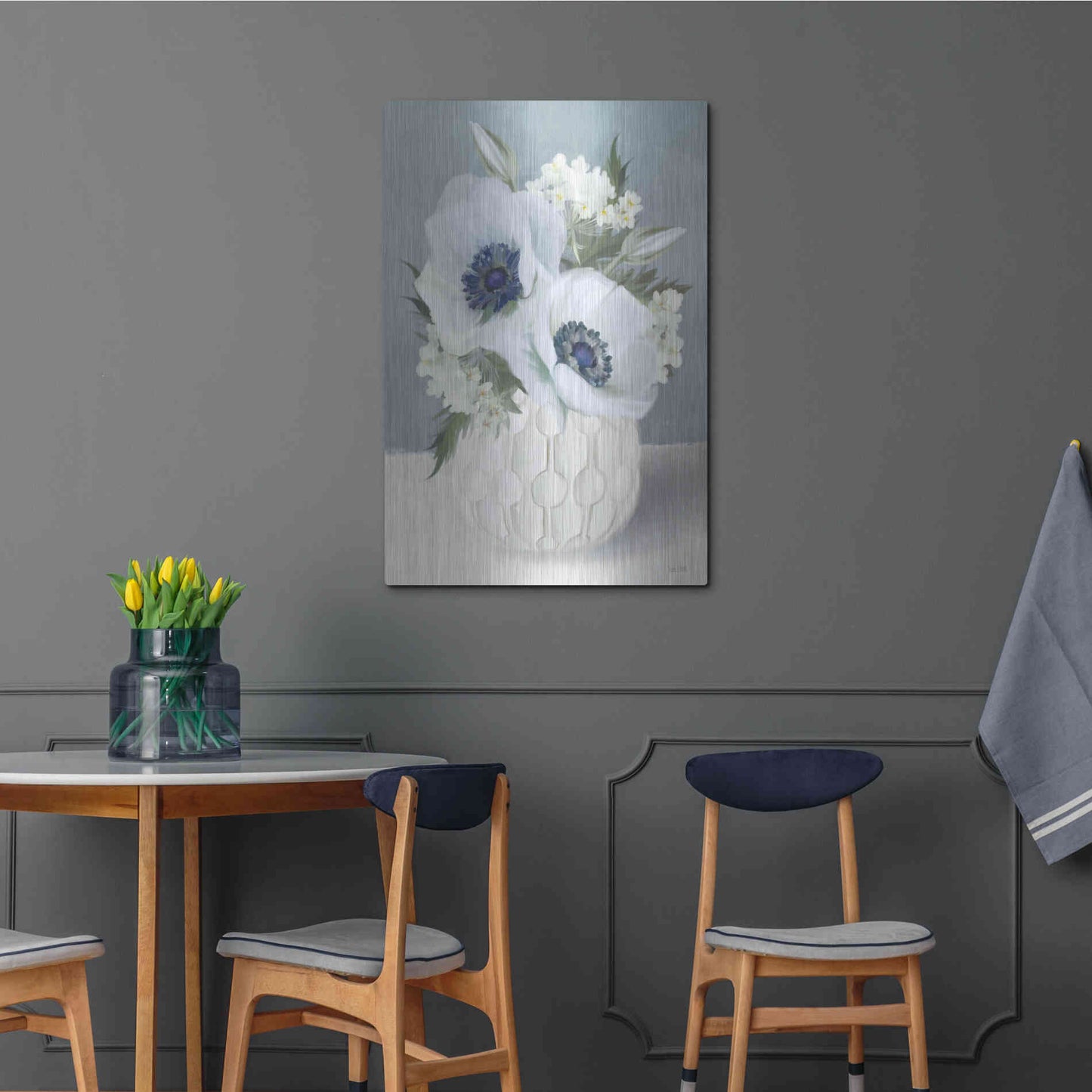 Luxe Metal Art 'Anemones in Blue II' by House Fenway, Metal Wall Art,24x36