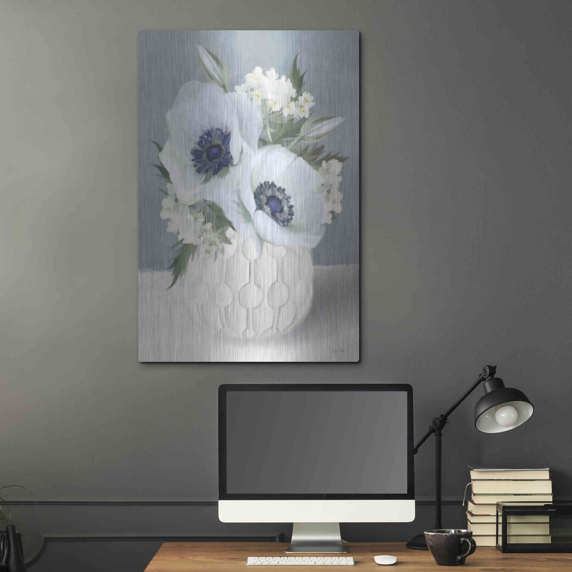 Luxe Metal Art 'Anemones in Blue II' by House Fenway, Metal Wall Art,24x36