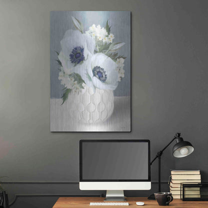 Luxe Metal Art 'Anemones in Blue II' by House Fenway, Metal Wall Art,24x36