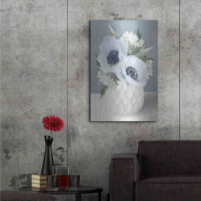 Luxe Metal Art 'Anemones in Blue II' by House Fenway, Metal Wall Art,24x36
