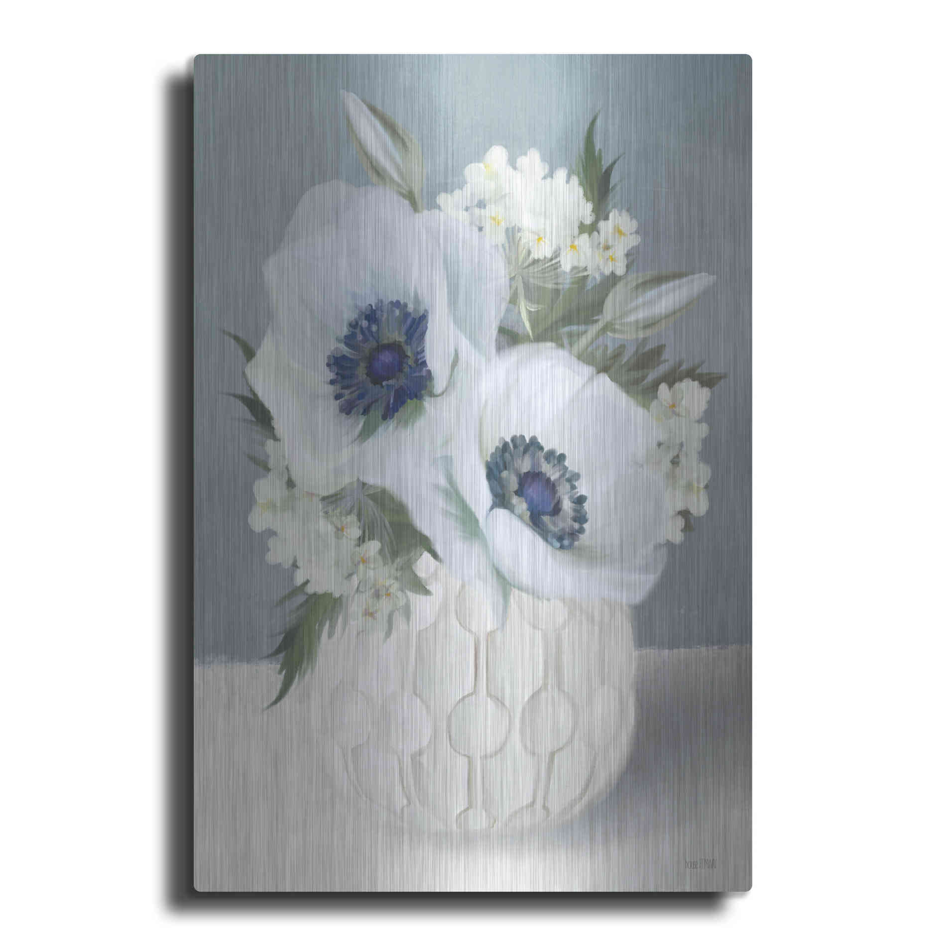 Luxe Metal Art 'Anemones in Blue II' by House Fenway, Metal Wall Art