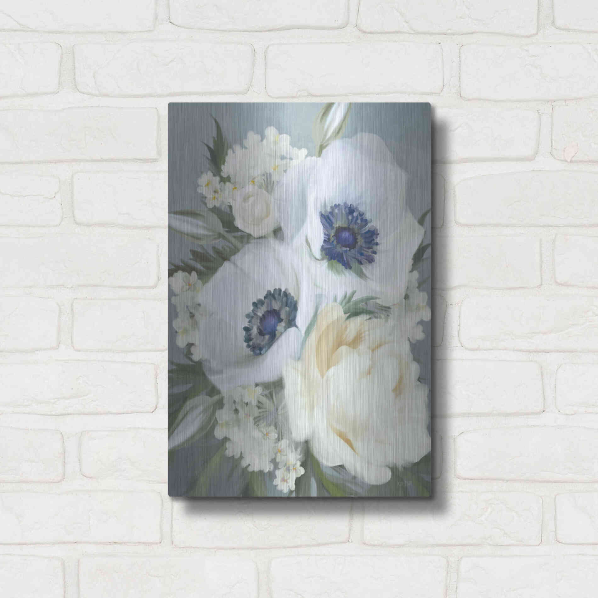 Luxe Metal Art 'Anemones in Blue III' by House Fenway, Metal Wall Art,12x16