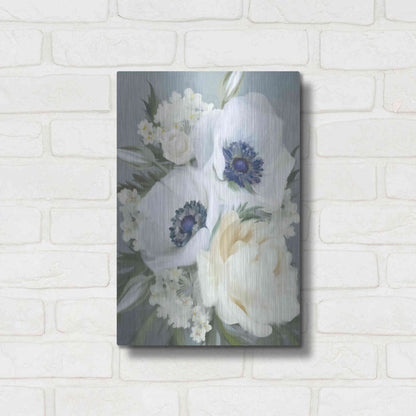 Luxe Metal Art 'Anemones in Blue III' by House Fenway, Metal Wall Art,12x16
