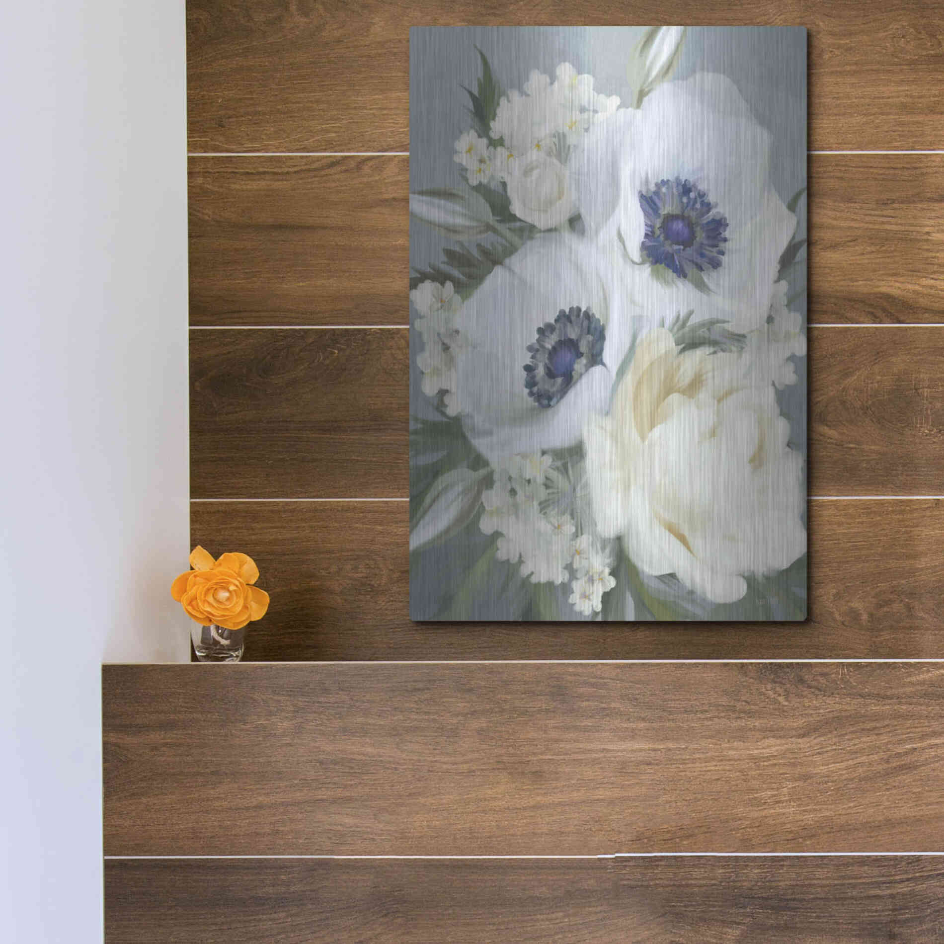 Luxe Metal Art 'Anemones in Blue III' by House Fenway, Metal Wall Art,12x16