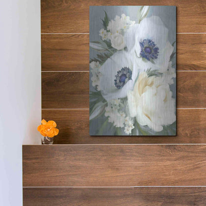 Luxe Metal Art 'Anemones in Blue III' by House Fenway, Metal Wall Art,12x16