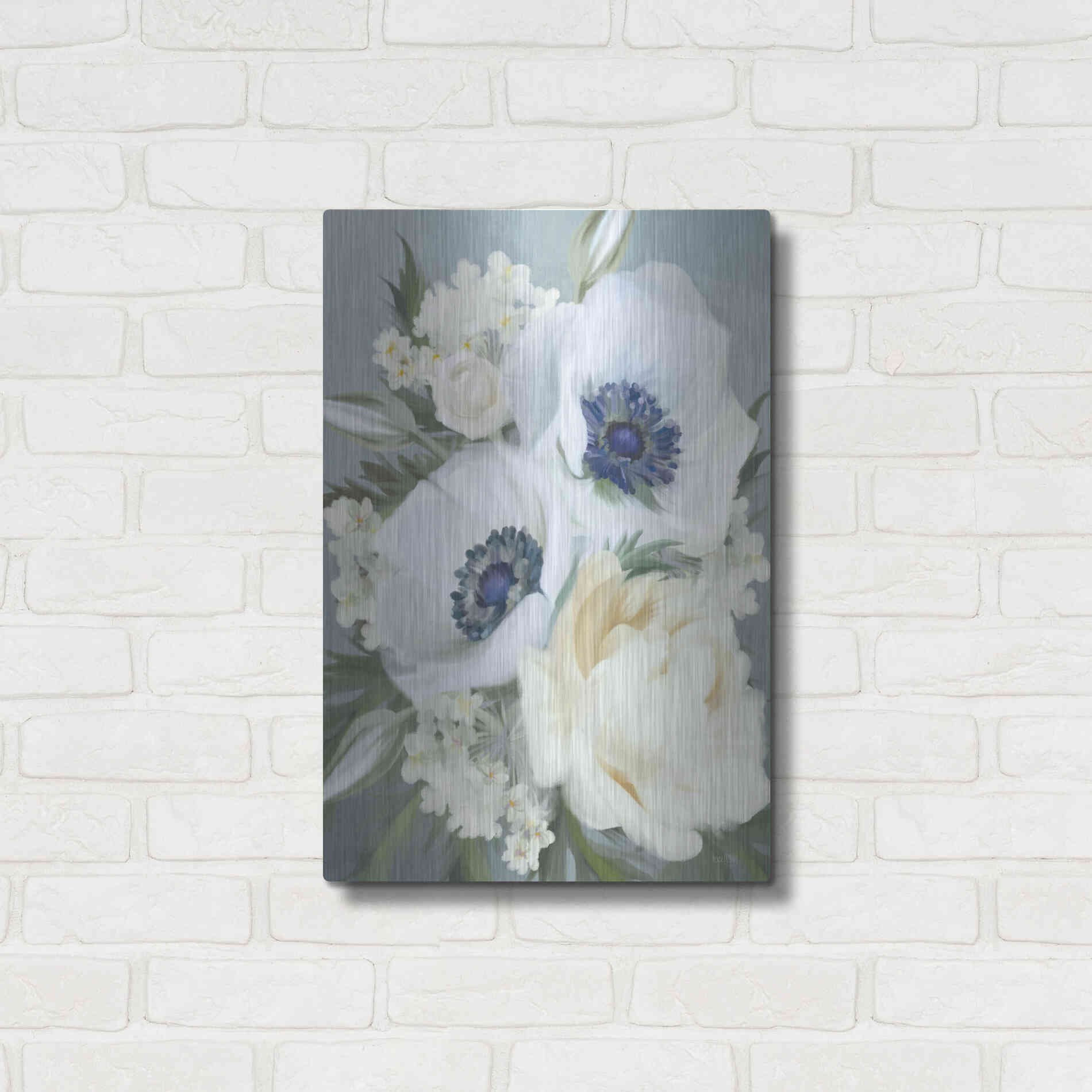 Luxe Metal Art 'Anemones in Blue III' by House Fenway, Metal Wall Art,16x24