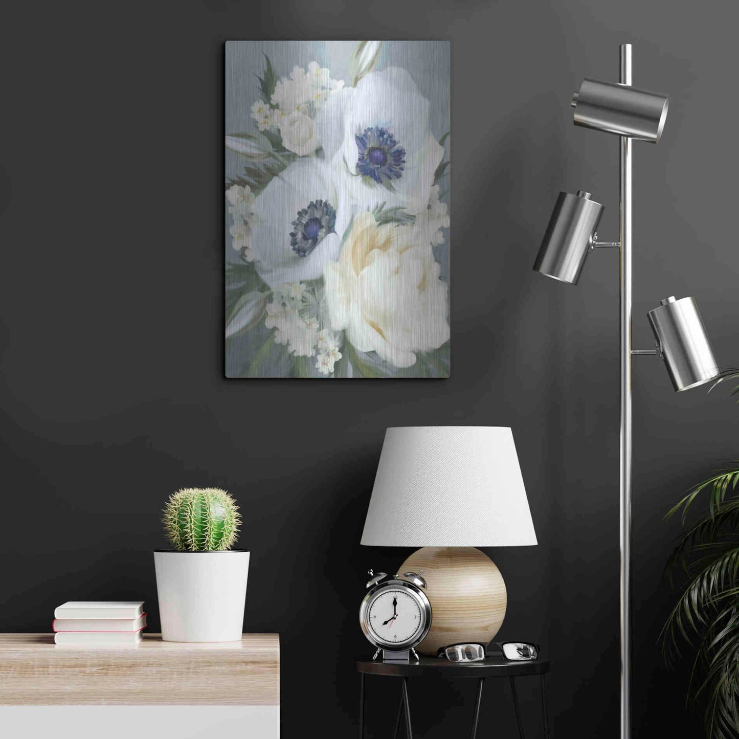Luxe Metal Art 'Anemones in Blue III' by House Fenway, Metal Wall Art,16x24