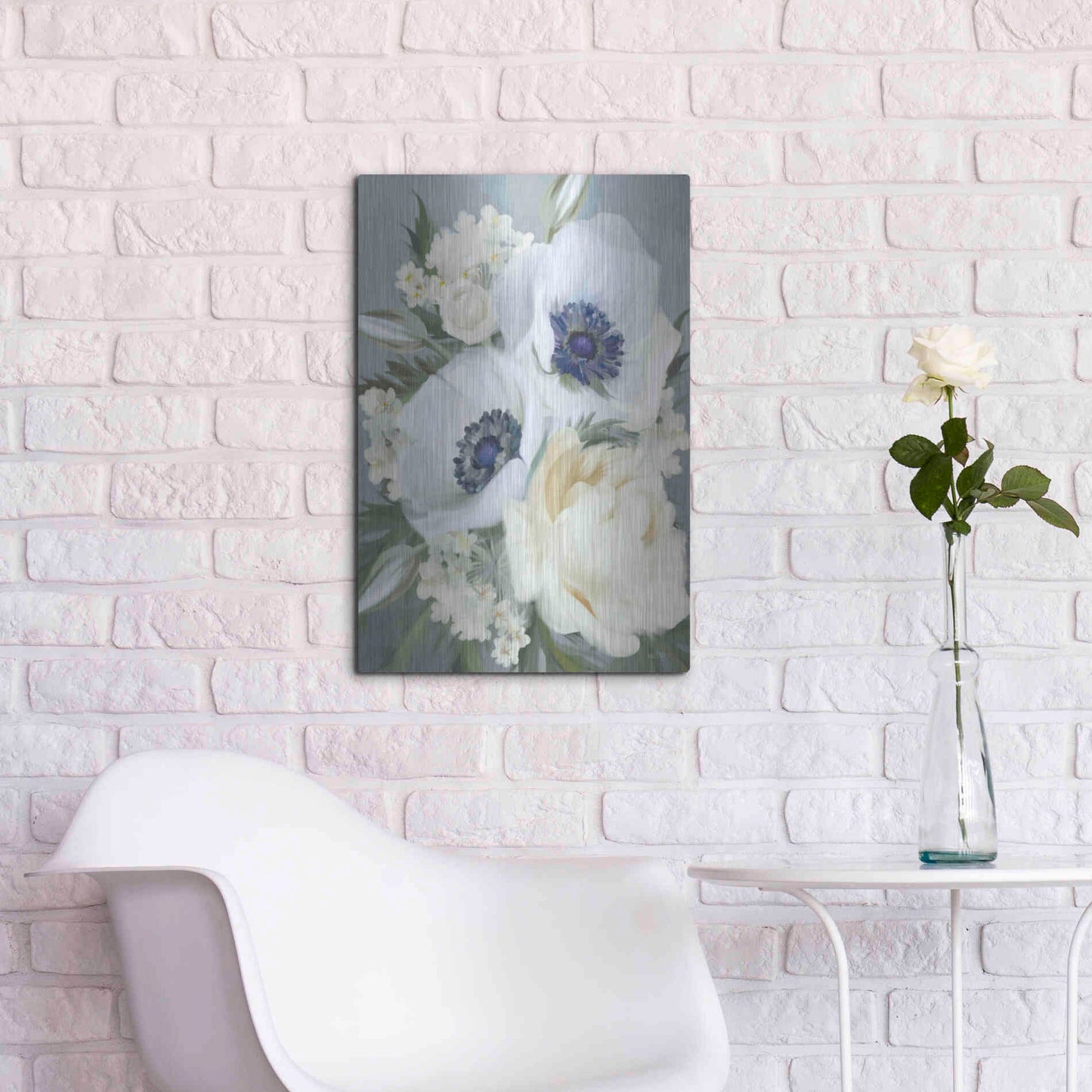 Luxe Metal Art 'Anemones in Blue III' by House Fenway, Metal Wall Art,16x24